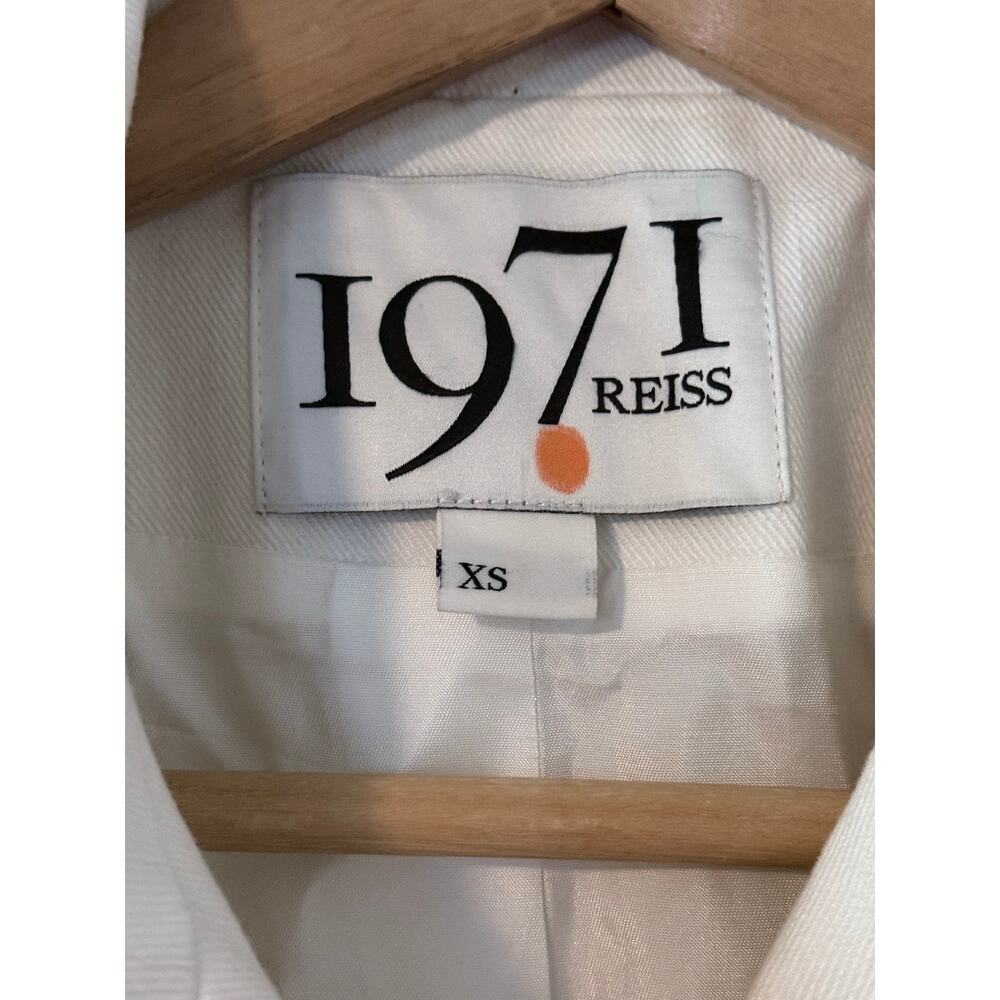 REISS 1971 collection white black asymmetrical tuxedo cotton stretch blazer - Picture 5 of 8